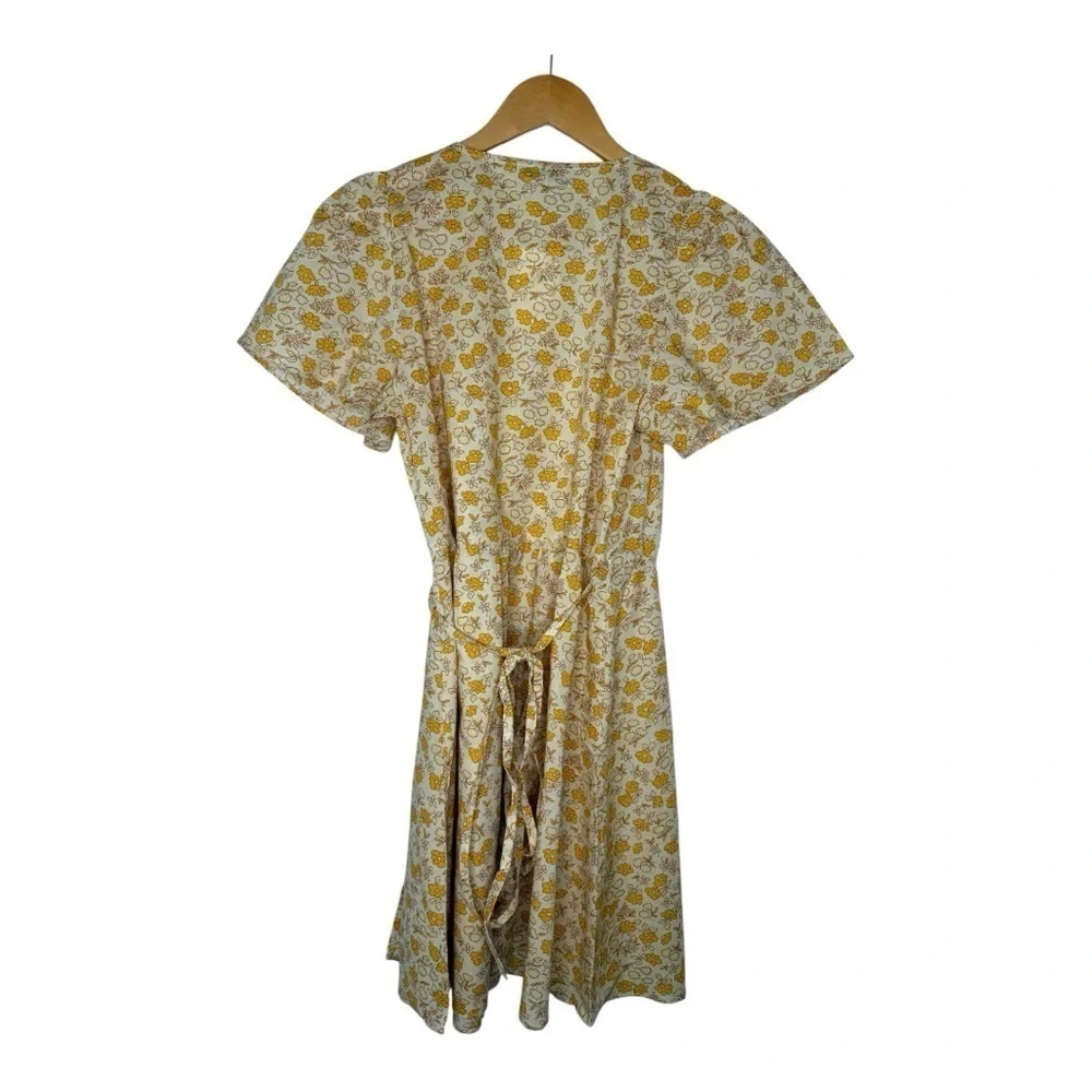 NWT Madewell Spring Fiore Floral Wrap Dress in Yellow